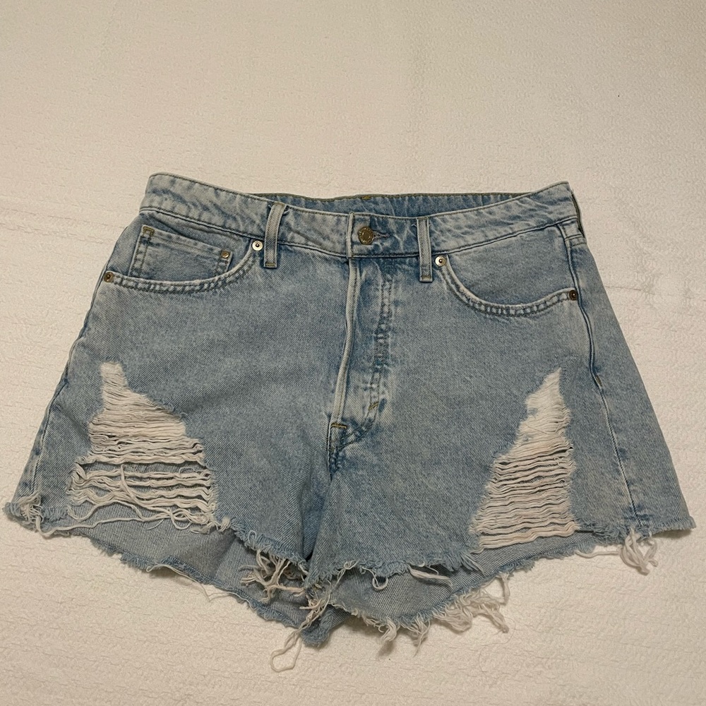H&M High Waisted Distressed Jean Short